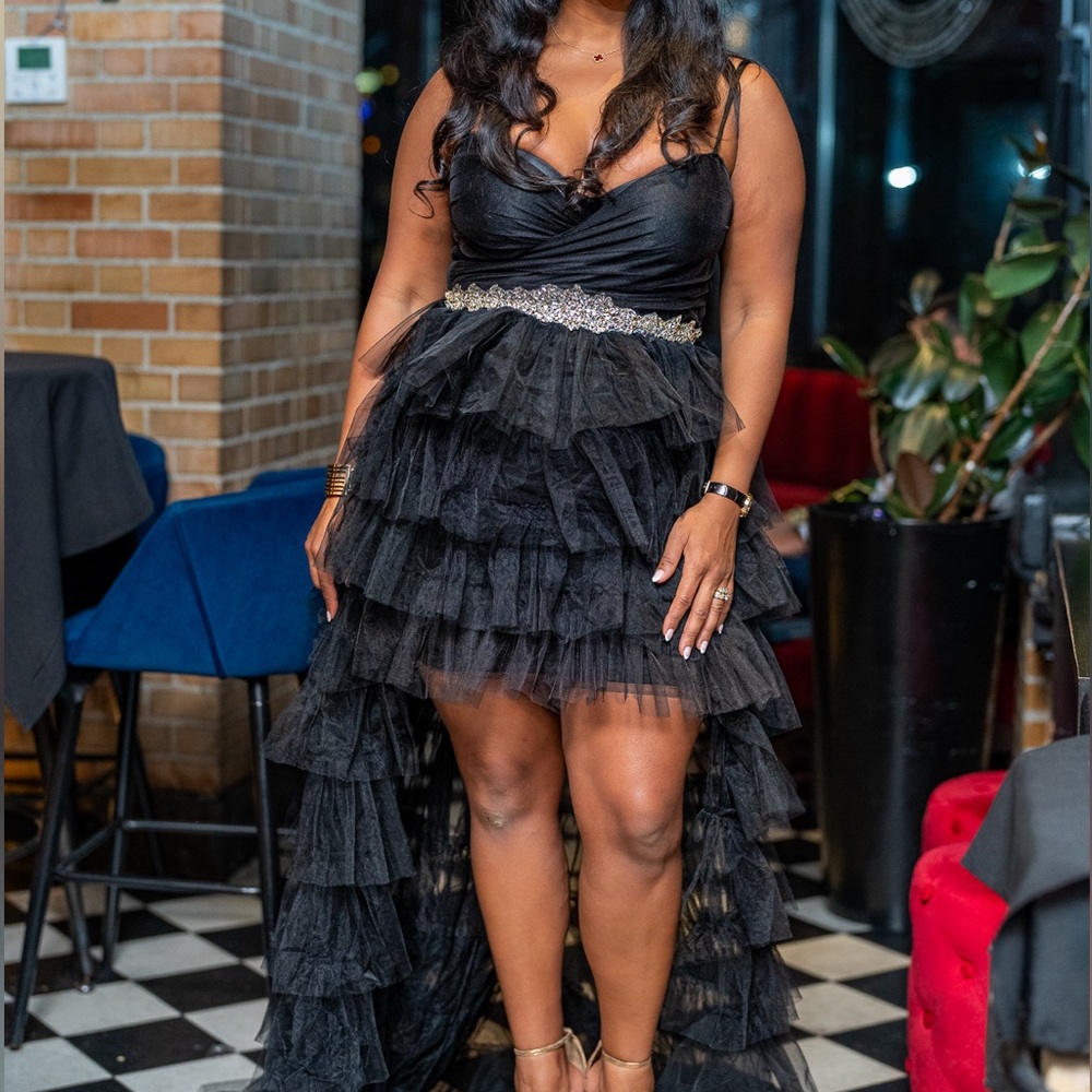 Custom made high low black tulle dress